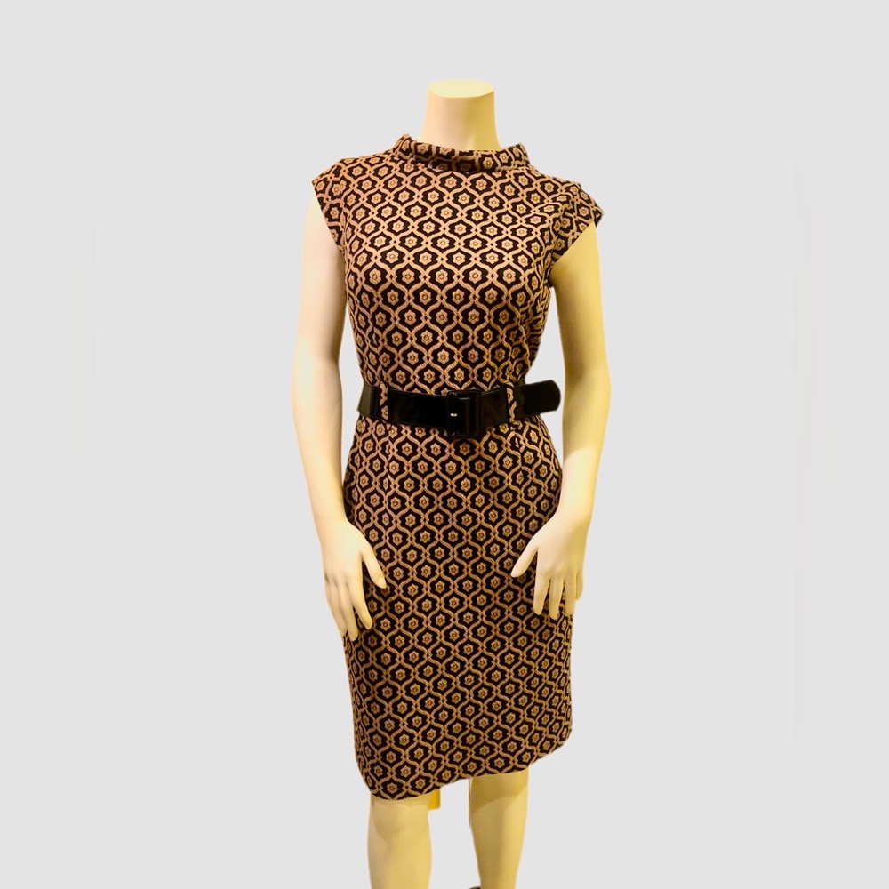 Nine West Camel & Black Retro/Mod Dress Size 10
